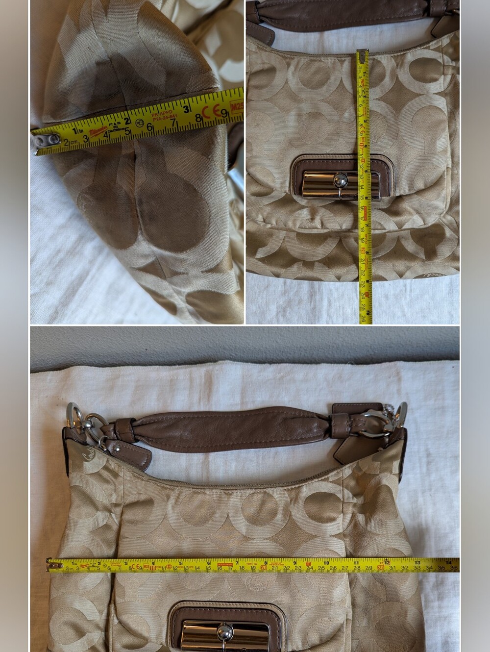 Vintage Y2K Coach Kristin Op Art Hobo Bag Shoulder Crossbody Signature Big C - Picture 16 of 16